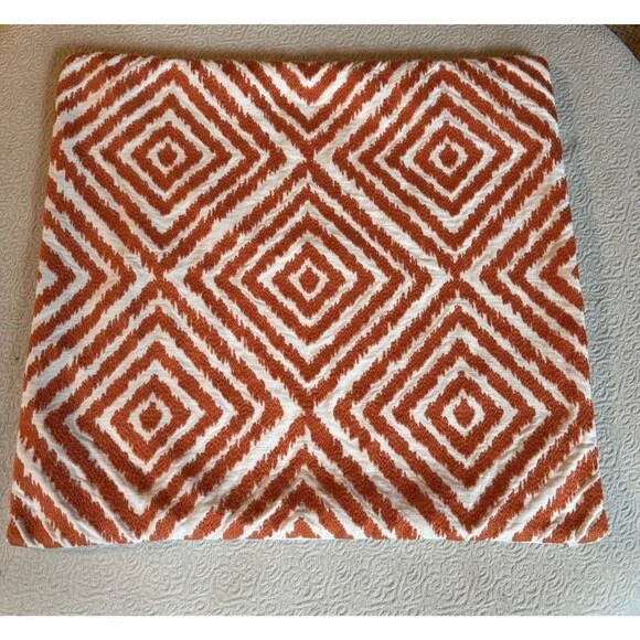 Pottery Barn Orange Geometric pillow cover 20” X 20” decorative Square Zip