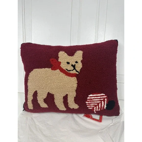 Martha Stewart‎ Frenchie Pillow Decorative Throw Pillow Nwt 20x16