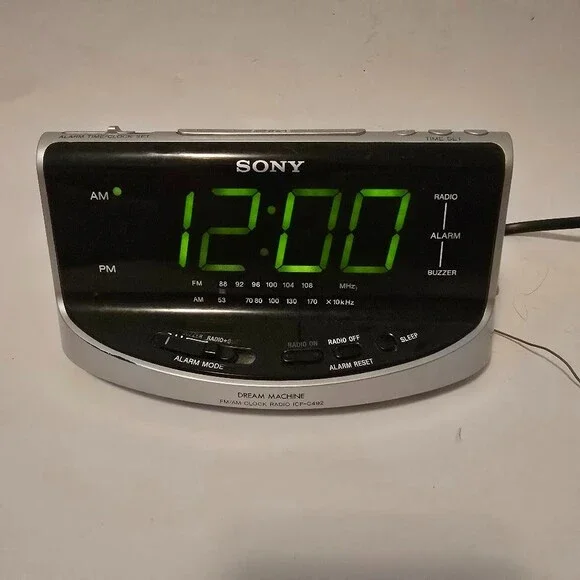 VTG Sony Dream Machine AM/FM Alarm Clock Radio Model ICF-C492-Tested