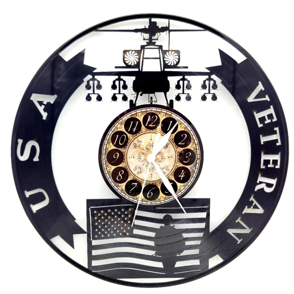 USA VETERAN vinyl record clock makes a perfect gift for a vet