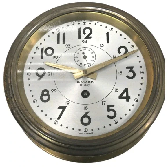 Antique Bayard‎ 8 Day Mechanical Winding Ships Clock Nautical Maritime