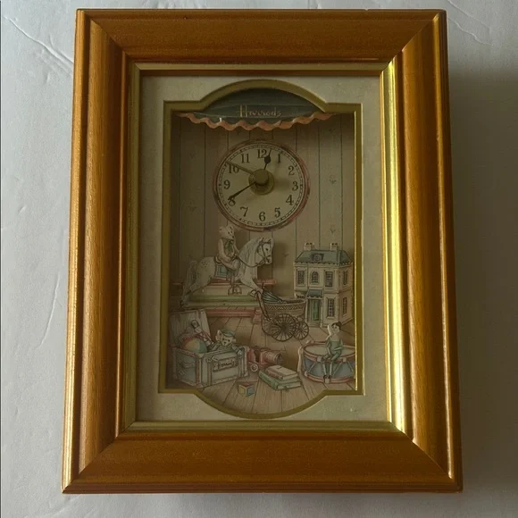 Harrods clock children baby room vintage toys theme square oak framed
