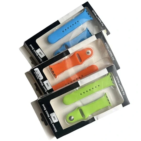 Silicone Sport Watch Band 38 MM For Apple Watch NEW In Box. Box Damaged. Lot of3