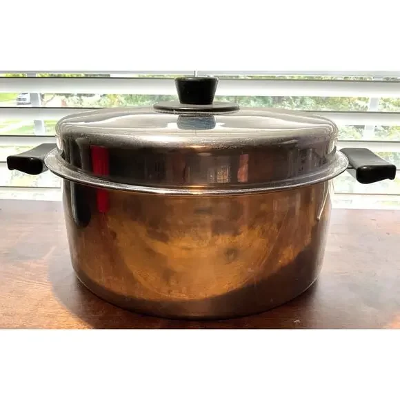 Vintage Revere Ware 1801 Stainless Steel Copper Core Stock Pot Dutch Oven