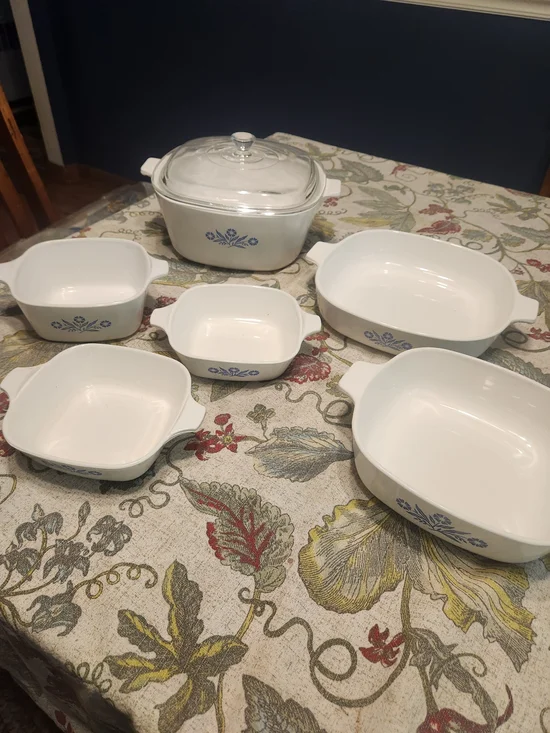 Vintage CorningWare Blue Cornflower 6-Piece Casserole Set w/ Lid – Made in USA