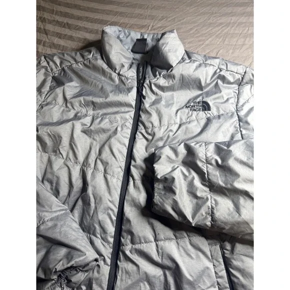 The North Face‎ Mens XL Silver Grey Quilted Puffer Jacket Full Zip Insulated