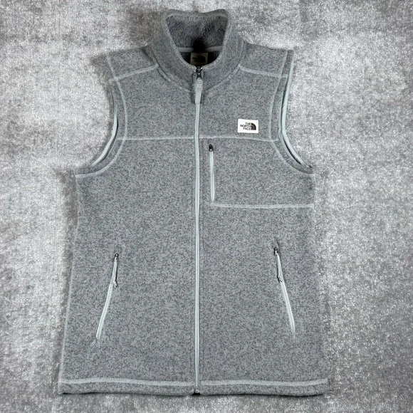 The North Face Vest Men's Small Gray Full Zip Gordon Lyons Fleece Sweater‎