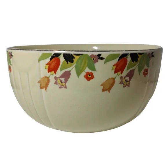 Halls Superior Mixing Bowl Crocus Quality Kitchenware Floral Pattern Yellow SEE‎