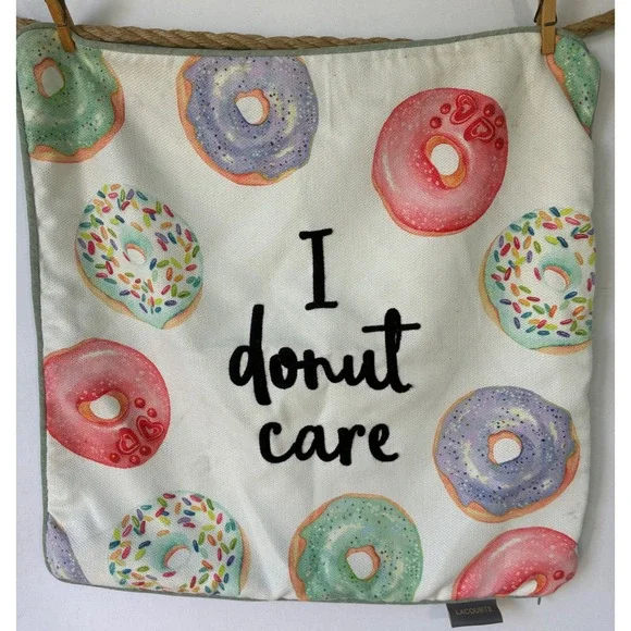 Lacourte Throw Pillow Cover I Donut Care Graphic Home Decor 19X19 Green