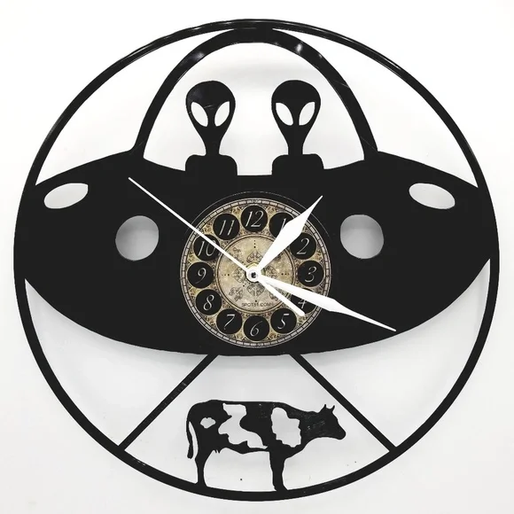 UfO vinyl record clock | wall art decor gift for office or mancave