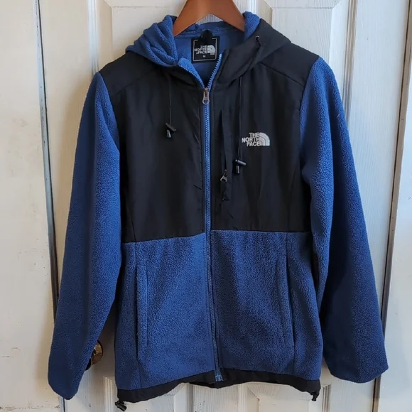 The North Face Blue Black Fleece Zip Jacket Size Medium FLAW