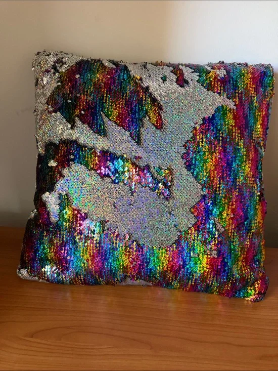 Rainbow Sequin Decorative Pillow. NWT