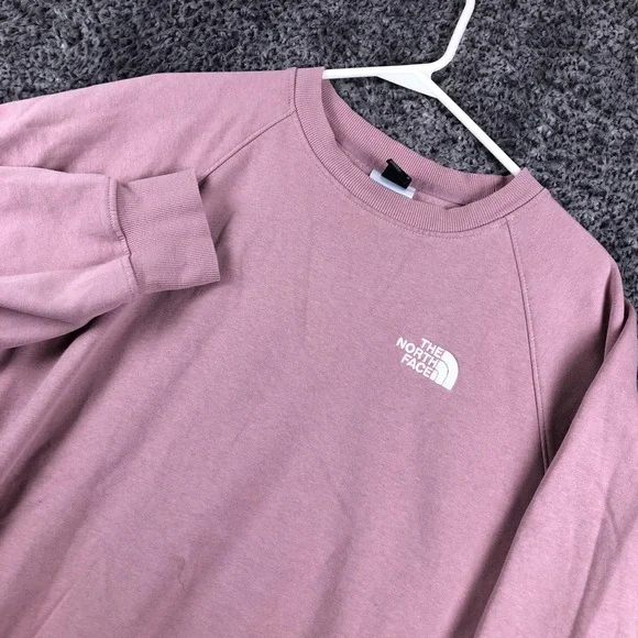 The North Face Sweatshirt Mens Medium Pink Fleece Pullover Crewneck Logo Graphic
