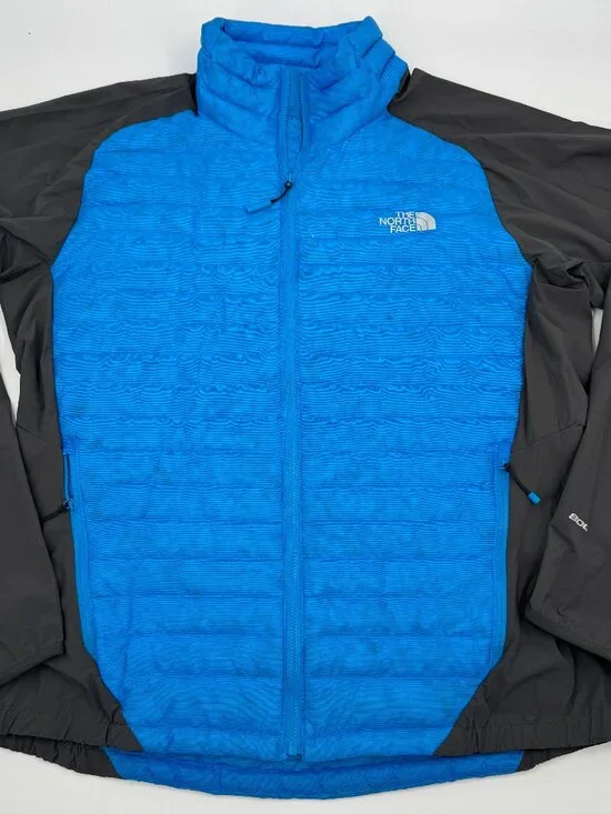 The North Face 800 Fill Hybrid Down Jacket Mens Large Blue Grey Quilted Puffer