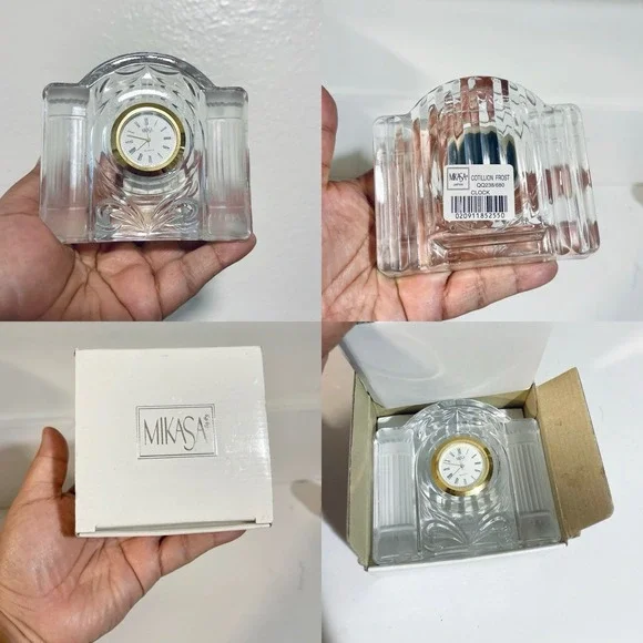 Mikasa Crystal 'Cotillion Frost' Analog‎ Quartz Clock New In Box Vintage