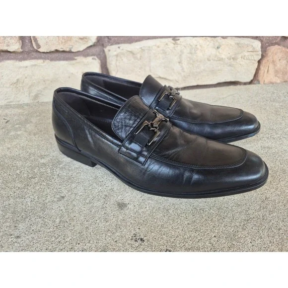 Bruno Magli Men's Size 10 Black Leather Bit Loafers Made in Italy Luxury Shoes