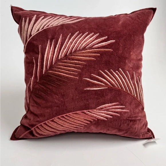 Iosis Palmira velvet cushion/pillow in pomegranate 18”x18”