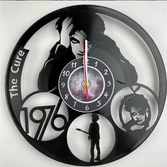 The Cure clock handmade record Black wall Robert Smith gift 1976 band goth