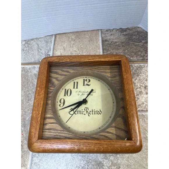 Handcrafted Oak Semi Retired‎ Quartz Wall Clock by Jim Mofhitz