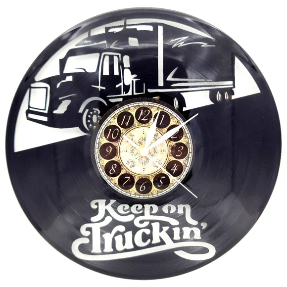 KEEP ON TRUCKING vinyl record clock | Wall Art Gift For a Trucker truck driver