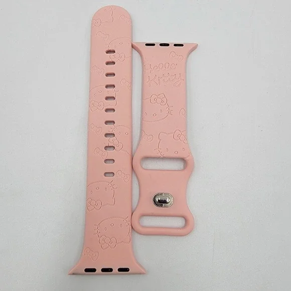 Hello Kitty Inspired Engrave Silicone Apple watch‎ band 42mm/44mm/45mm/49mm Pink
