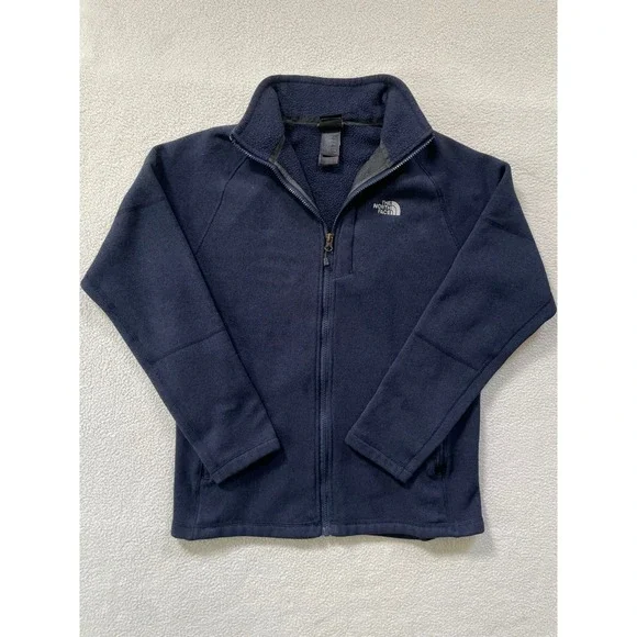 The North Face Mens Medium Fleece Jacket Navy Blue Full Zip Mock Neck F15 CV D6