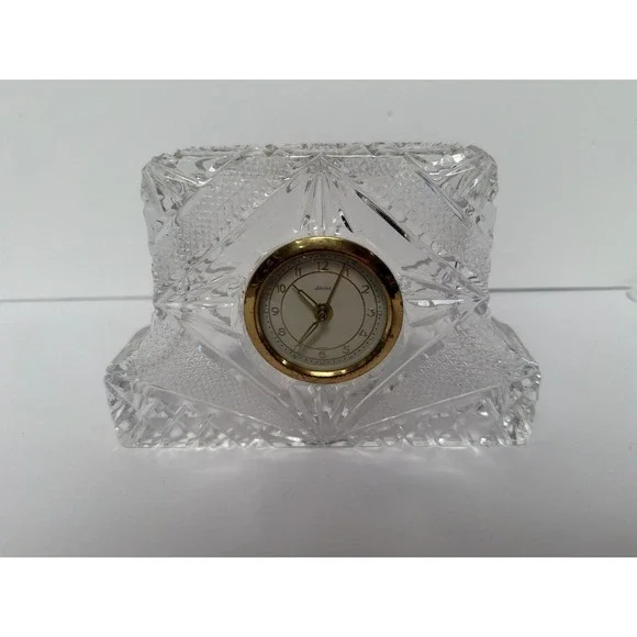 Vintage Kaiser Germany Lead Crystal Mantle Clock Pinwheel‎ Cut Wind-Up