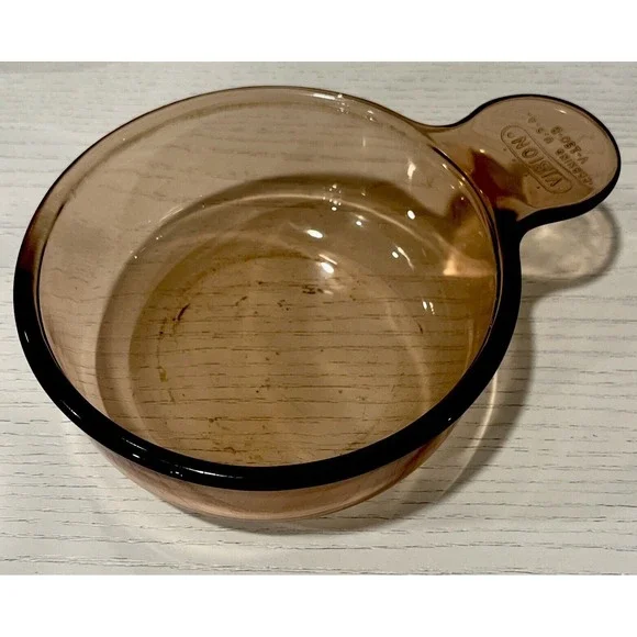 Vision Corning Ware V-150-B Grab It Go 15 oz Mini Pot Bowl Amber Made‎ In USA
