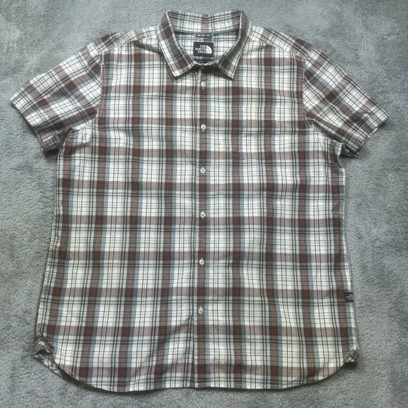 The North Face Shirt Mens 2XL Plaid Short Sleeve Hammets Outdoor Hiking Button‎