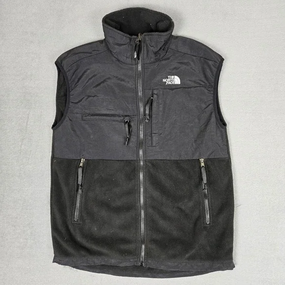 The North Face Vest Mens Large Denali Full Zip Fleece Black Polartec EUC