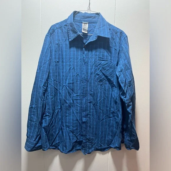 The North Face‎ Button Shirt Mens Size Large Blue Plaid Long Sleeve Hiking