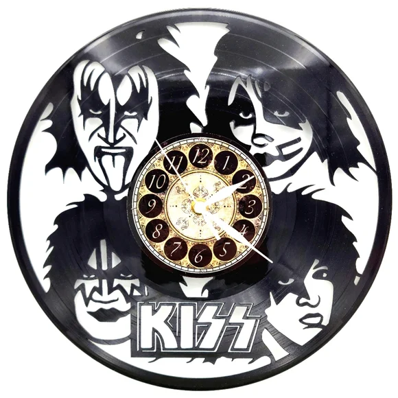 KISS vinyl record clock