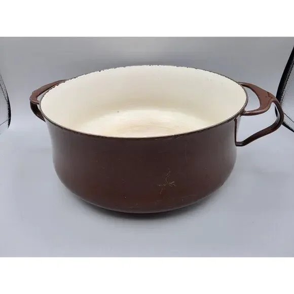 Vintage Dansk 2 Qt Brown Kobenstyle Cast Iron & Enamel Casserole Dish Pot READ