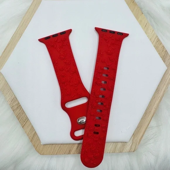 New Red Floral Design Apple Watch Bands 42mm 44mm 45mm 49mm