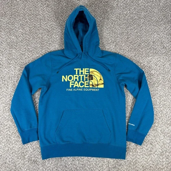 The North Face Hoodie Mens L Blue Cotton Blend Graphic Pullover Gorpcore