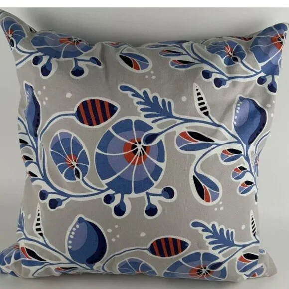 Serena & Lily Blue Gray Floral Pillow Cover W Duck Feather Pottery Barn Insert