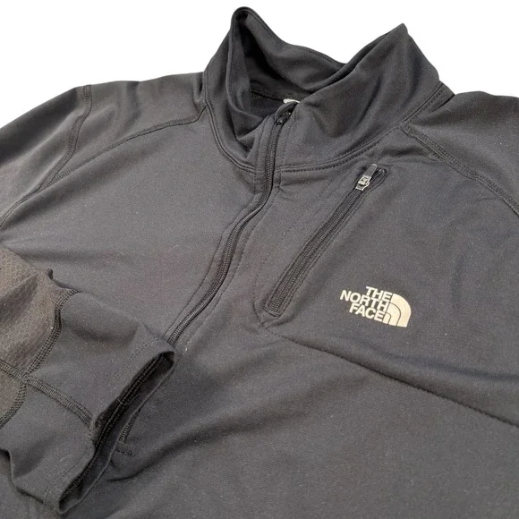 The North Face Men's Black Quarter‎ Zip Pullover Athletic Sweatshirt Sz L TNF