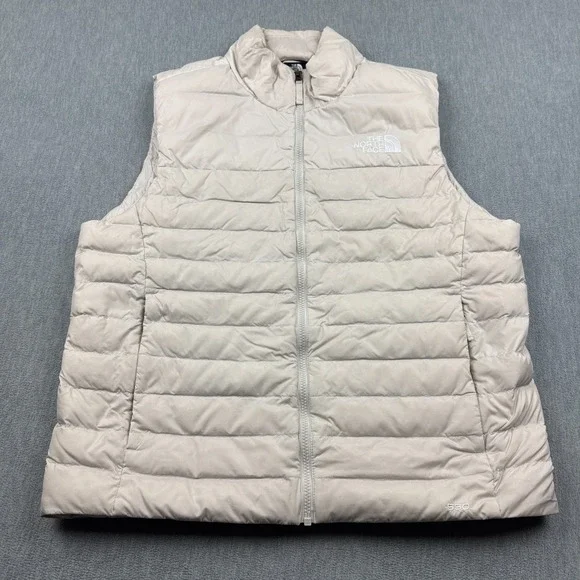 The North Face Vest Mens Large Beige Puffer 550 Goose Down Full Zip Quilted‎