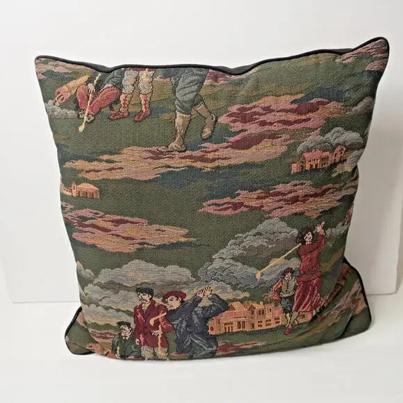 Vintage Golf Tapestry Pillow Retro VTG Golfing Dad Gift Multicolor Square Accent