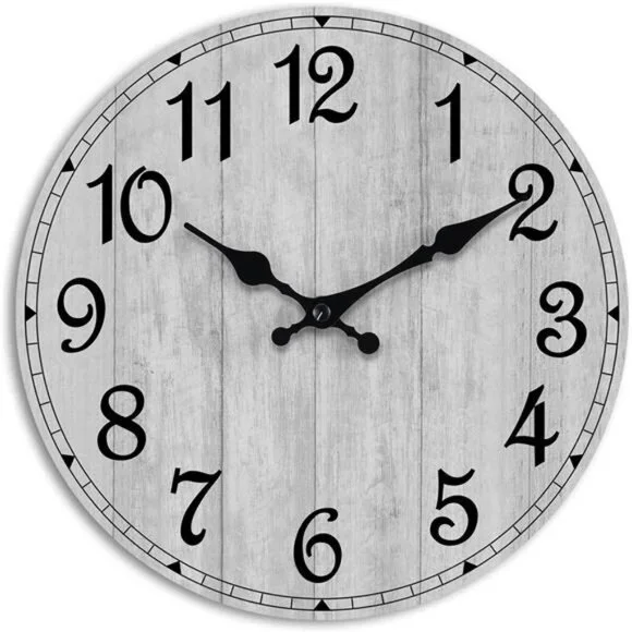 Wall Clock 12 Inch, Grey Wall Clocks Battery Operated Silent Non Ticking,