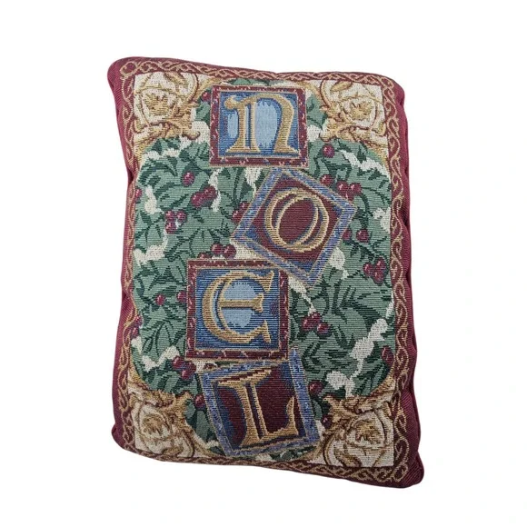 Tapestry Throw‎ Accent Pillow Home Nostalgic Vintage Style Christmas NOEL