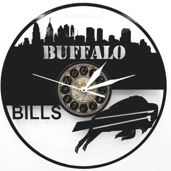 BUFFALO BILLS vinyl record clock