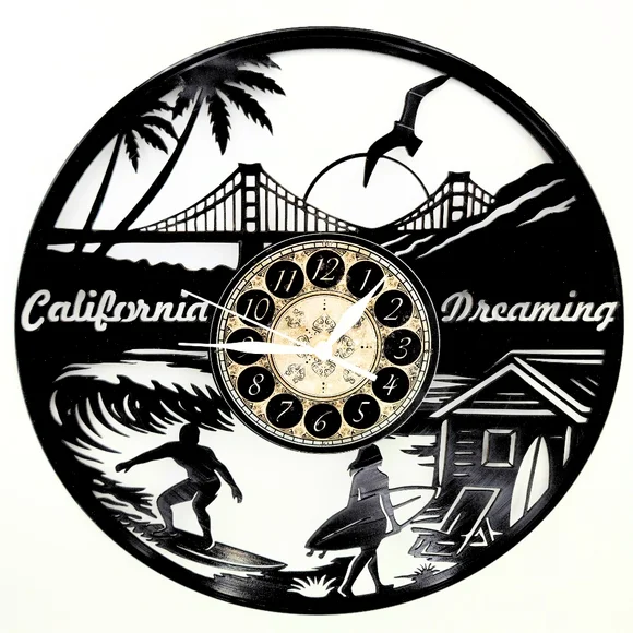 CALIFORNIA DREAMING vinyl record clock
