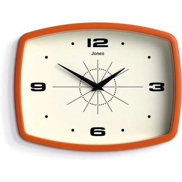 Movie Wall Clock Rectangular Retro Clock 10 inch Orange For Kitchen Living Room