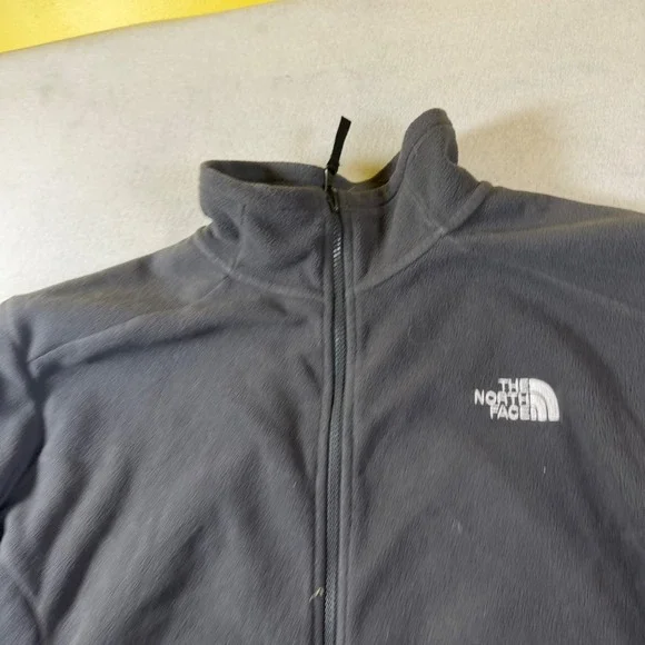 The North Face Mens XL Full Zip Fleece Jacket Charcoal Gray Mock Neck Logo 6832