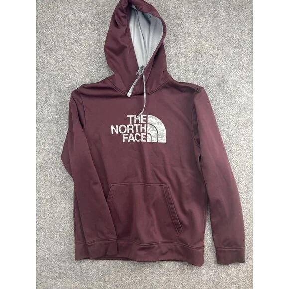 The North Face Hoodie Mens Large‎ Red Pullover Fleece Sweatshirt Logo Graphic