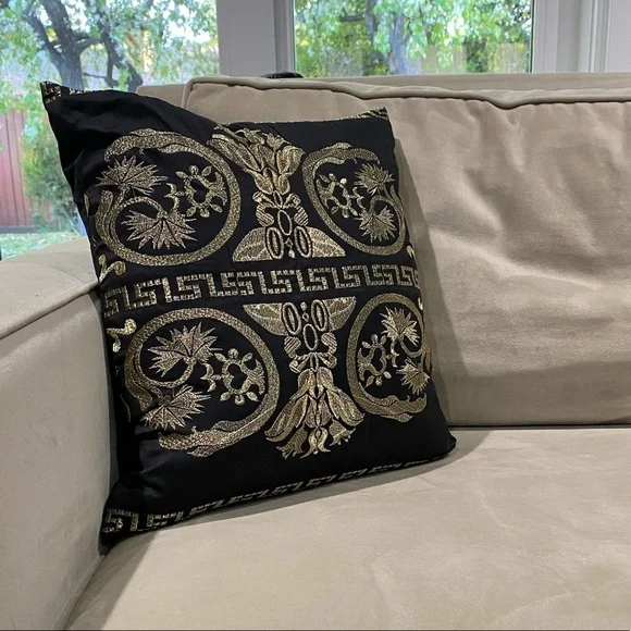 Kathy Fiedler Designer Pillow-Black & Gold