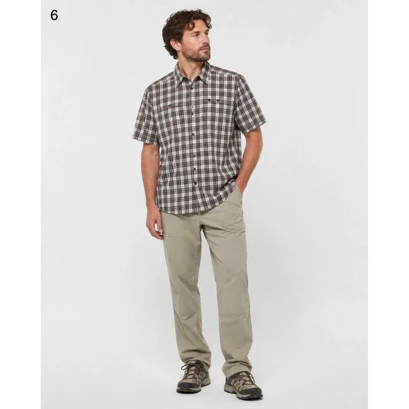 The North Face Button Front Camp Shirt Mens XL White Gray Plaid Cotton Blend