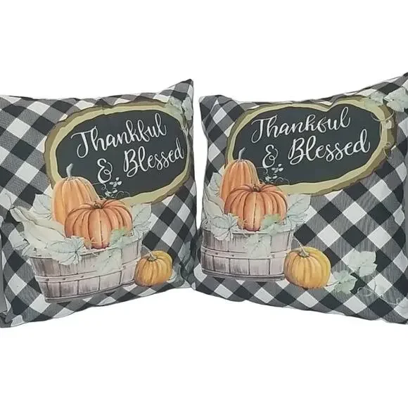 NWT Thankful Blessed Pumpkin Fall Pillow Covers