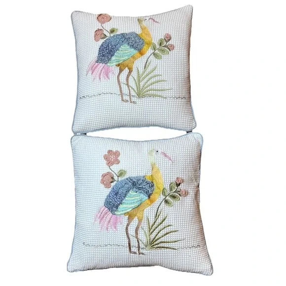 Set Of 2 Mina Victory Plush Lines Garden Crane 18